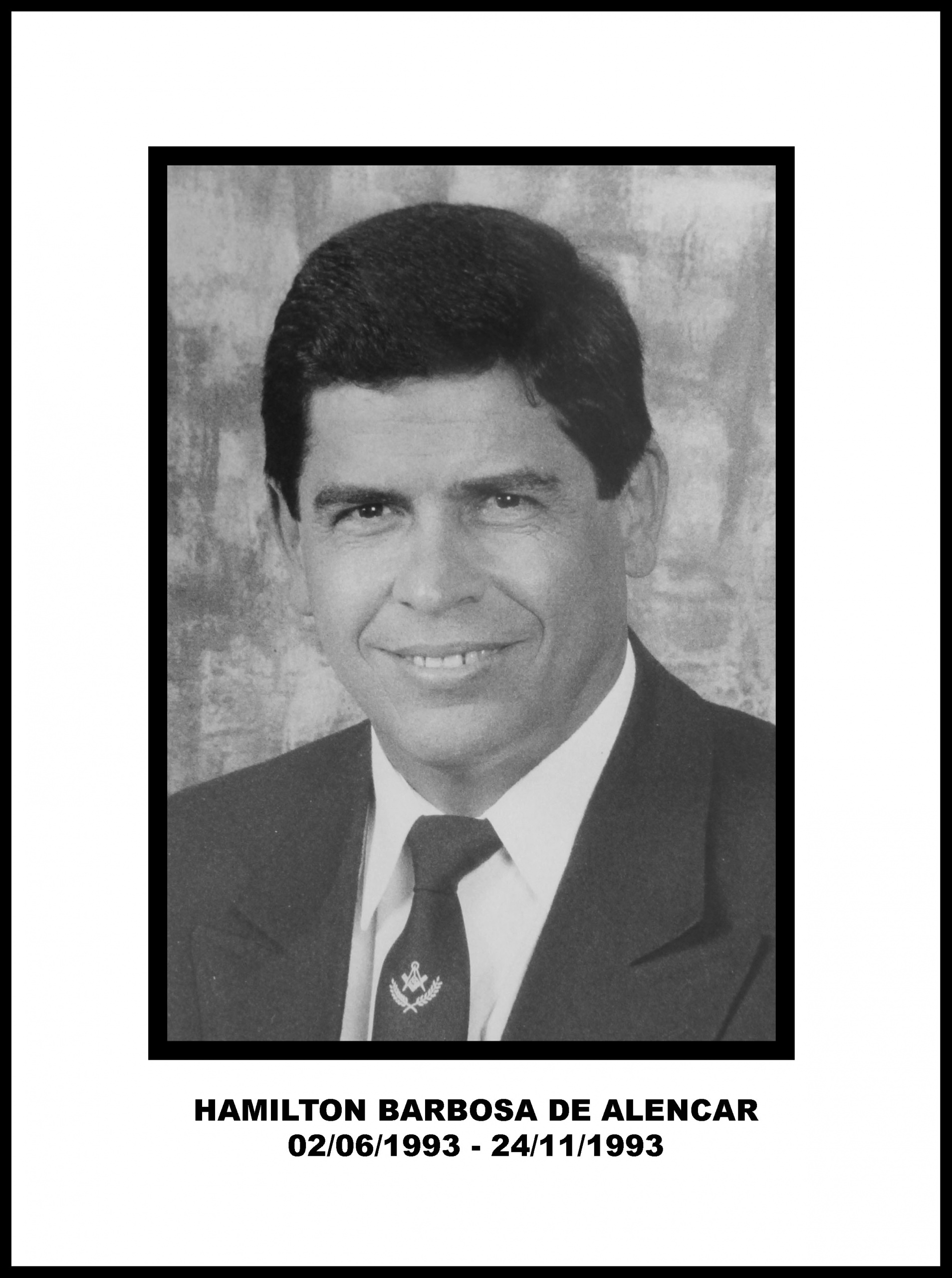 Retrato oficial de Hamilton Barbosa — Venerável Mestre